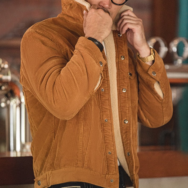 American Retro Corduroy Lapel Jacket
