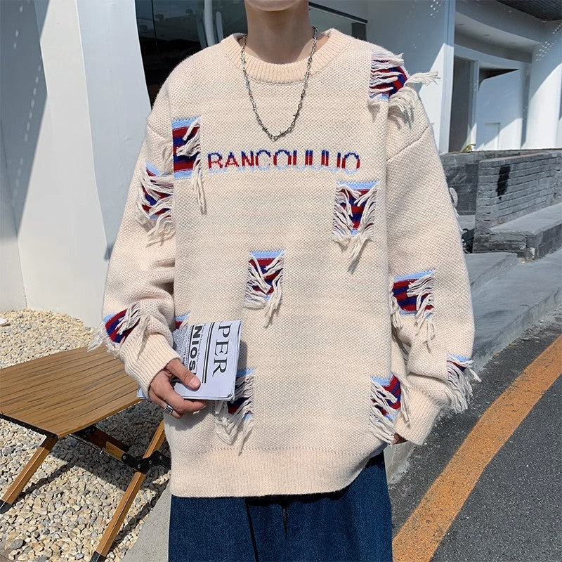 Hole & Patch Knitted Sweater