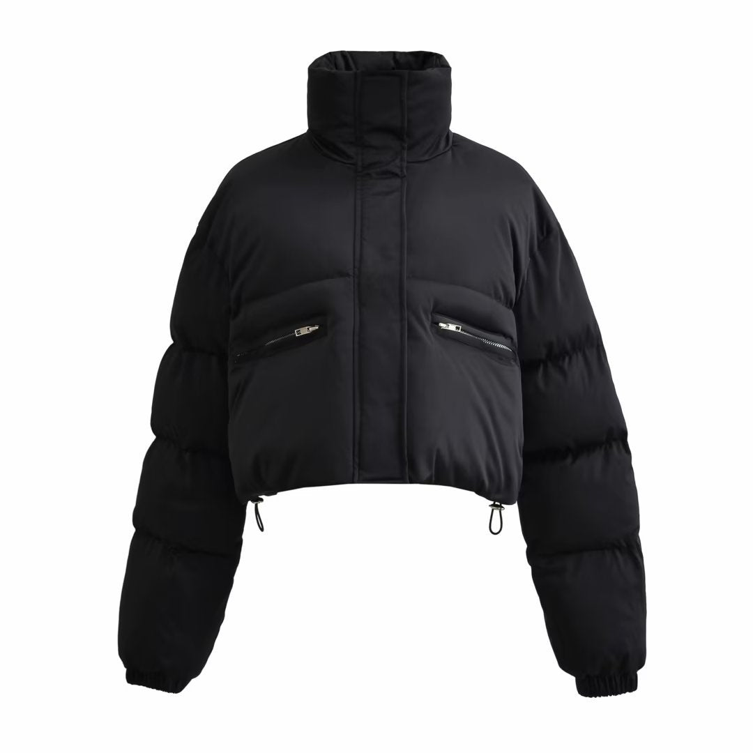 Stand Collar Zipper Short Down Winter Thermal Coat