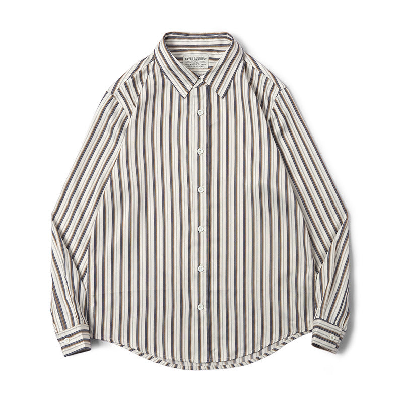 Retro TR Fabric Striped Long Sleeve Shirt