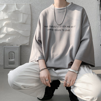 Loose Ice Silk Three-quarter T-shirt