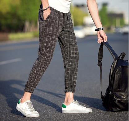 Casual Ankle-Length Plaid Pants