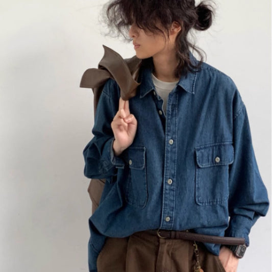 Casual Loose Workwear Denim Shirt