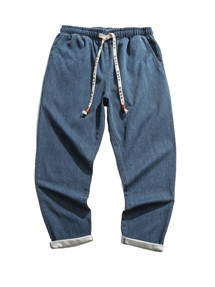 Japanese-style Retro Fleece Padded Jeans