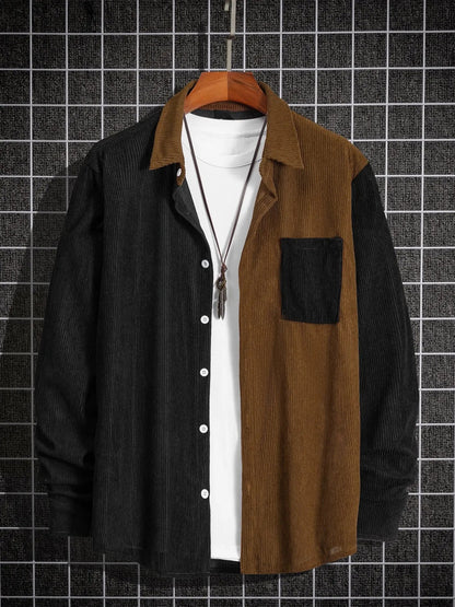 Leisure Corduroy Long Sleeve Pocket Shirt