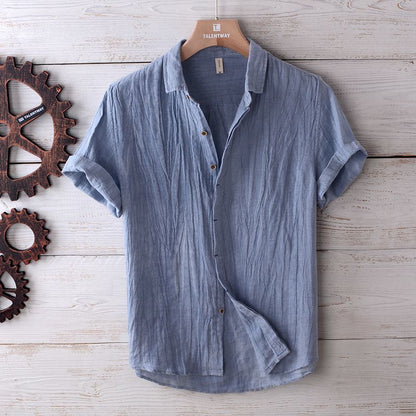 Solid Color Retro Distressed Linen Shirt