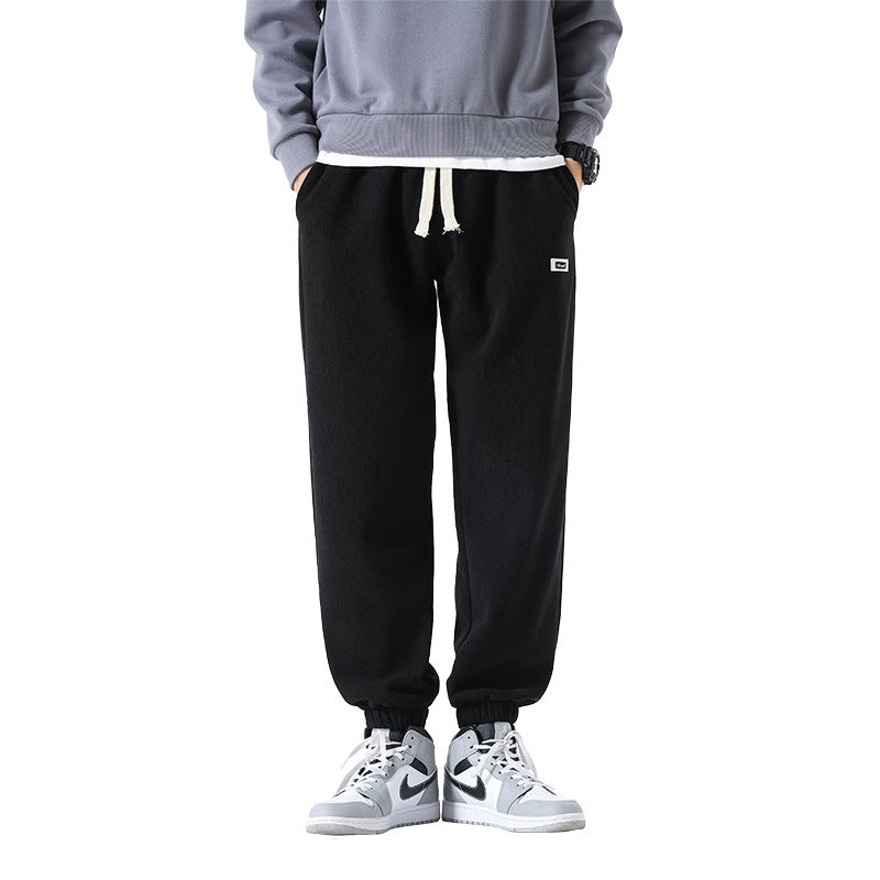 Winter Fleece-Lined Thick Corduroy Loose Wide Sports Pants