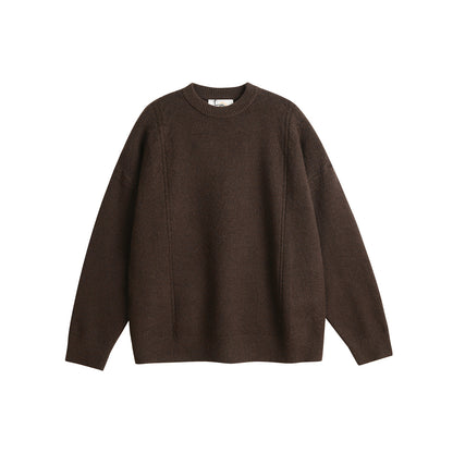 Retro Solid Color Basic Profile Sweater