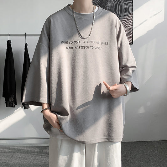 Loose Ice Silk Three-quarter T-shirt