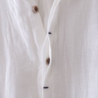 Solid Color Retro Distressed Linen Shirt