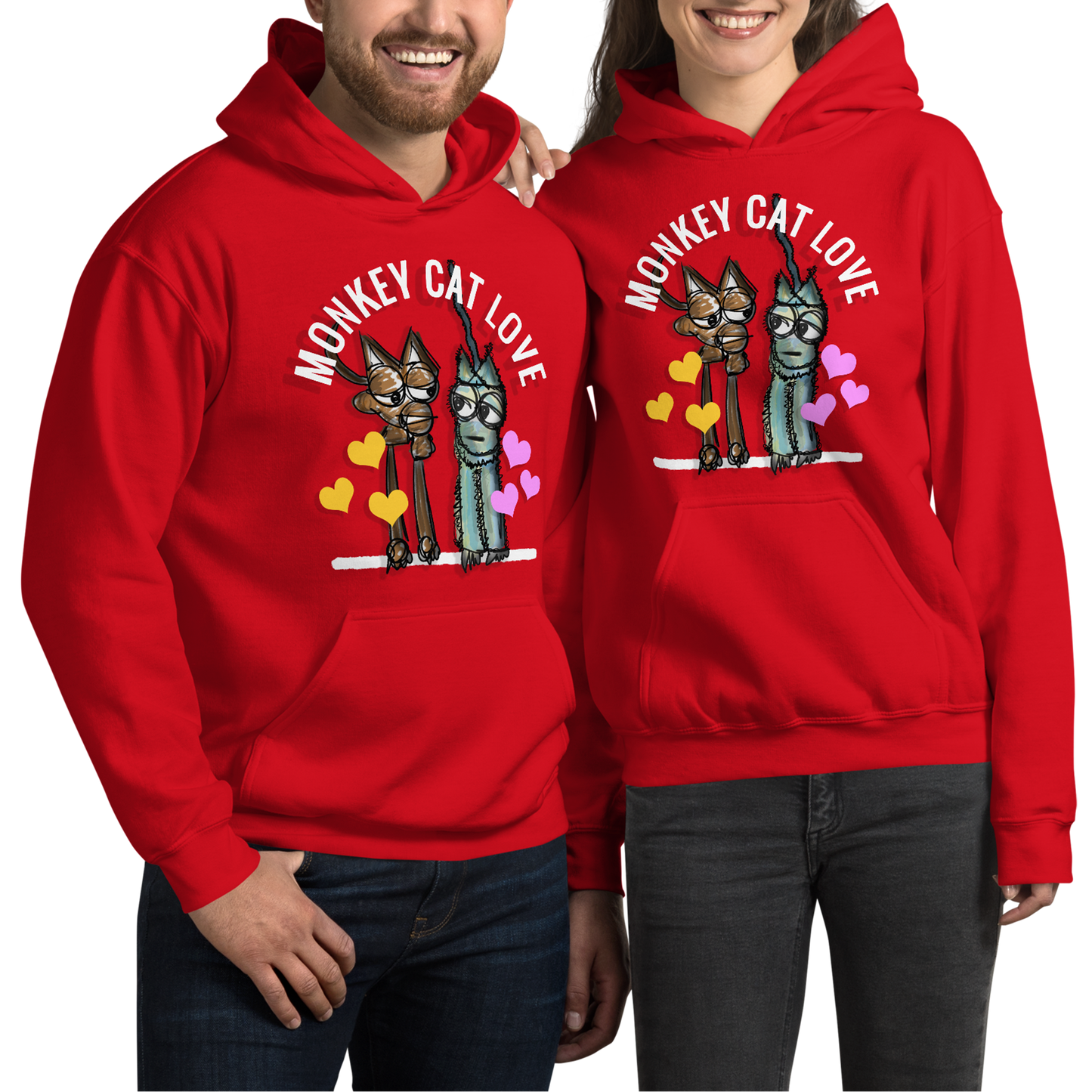 Monkey Cat Love Hoodie