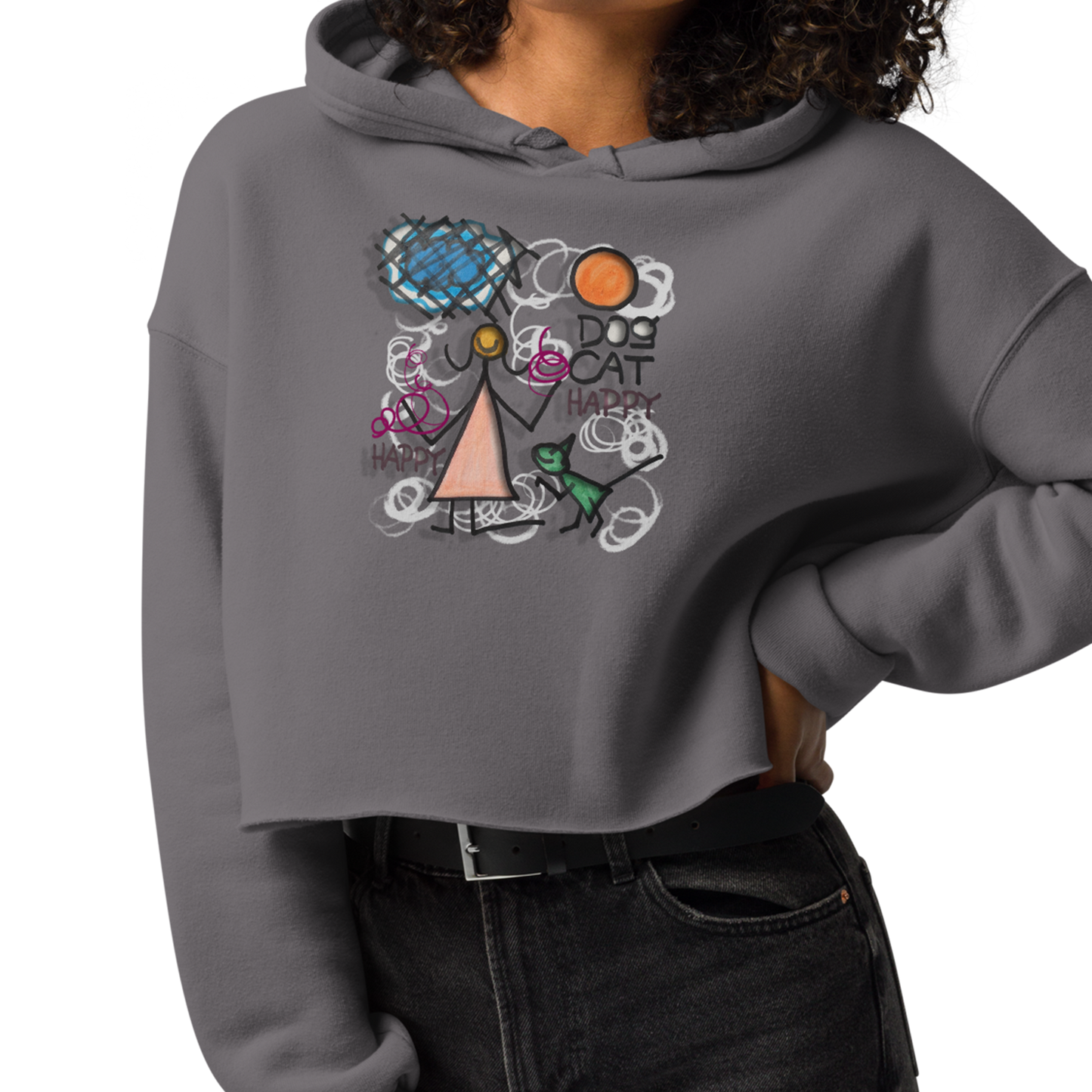 Happy Cat Crop Hoodie