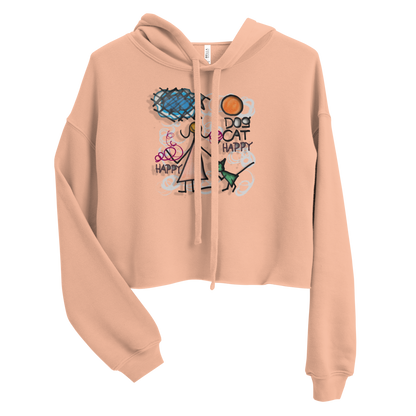 Happy Cat Crop Hoodie